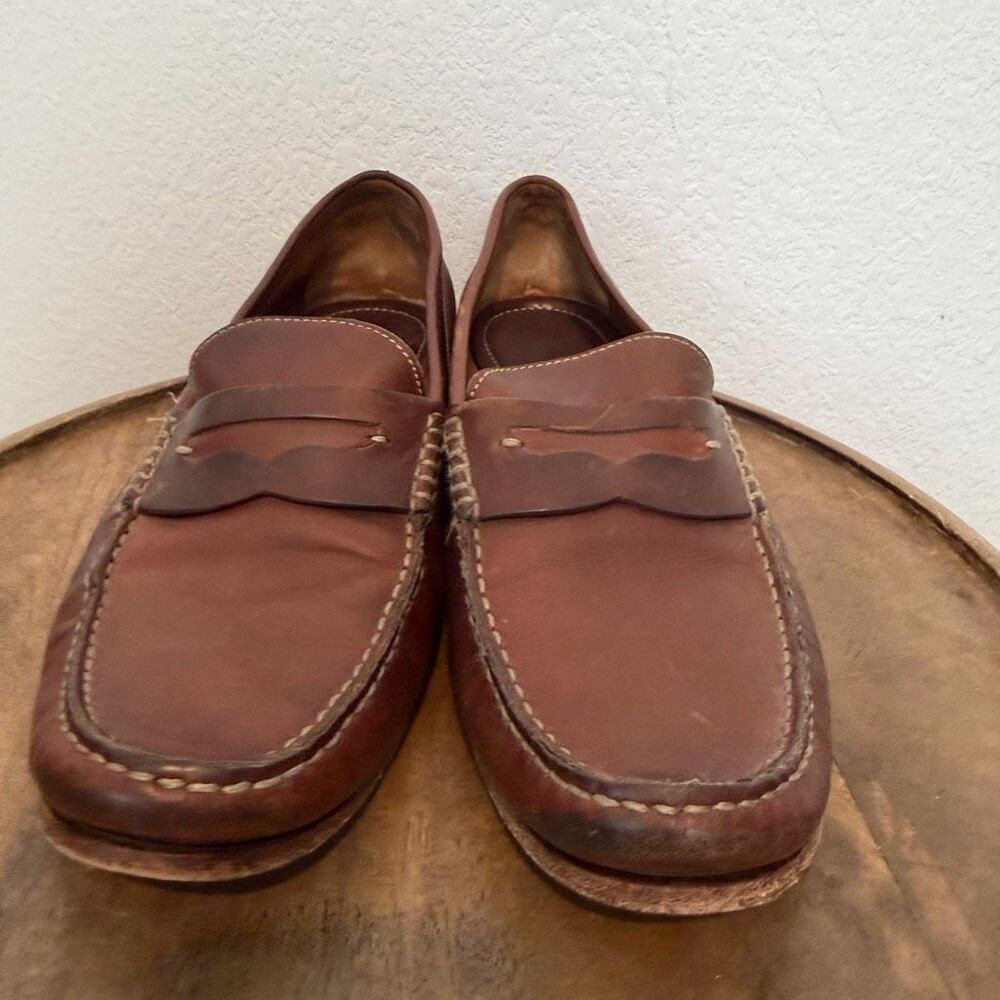 Trask Brown Leather Slip-On Classic Sadler Loafer Dress Shoes Men's Size 12 - Picture 2 of 12